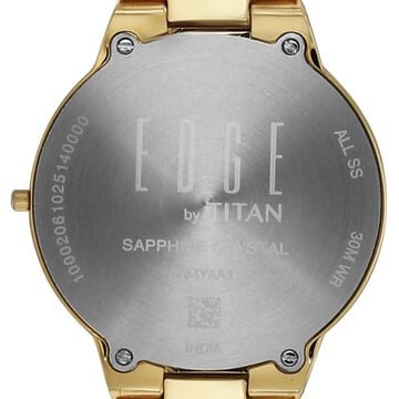 Titan Edge Gleam Quartz Analog Champagne Dial Golden Stainless Steel Strap Watch For Women