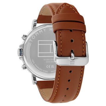 Tommy Hilfiger Quartz Multifunction Blue Dial Brown Leather Strap Watch For Men