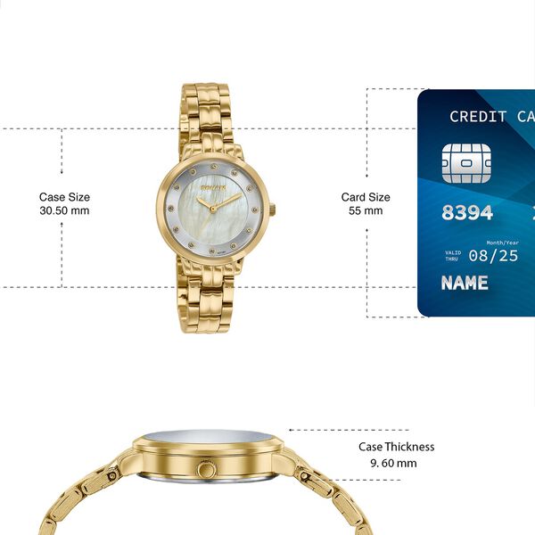 Sonata Jashn Quartz Analog Mother of Pearl Dial Golden Metal Strap Watch For Women - image number 3