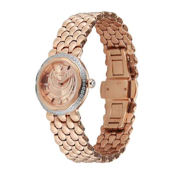 Titan Raga Paris, with Love Quartz Analog Rose Gold Dial Red Stainless Steel Strap Watch For Women - image number 2