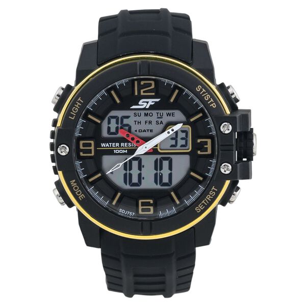 SF Quartz Analog Digital Dial Silicone Strap Watch for Men - image number 0