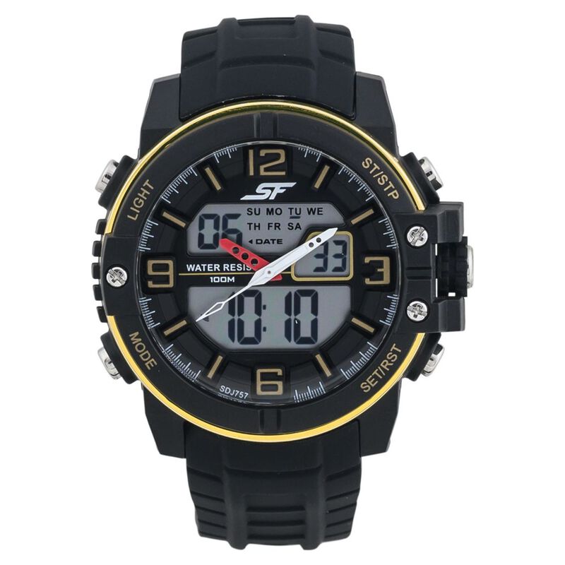 SF Quartz Analog Digital Dial Silicone Strap Watch for Men