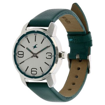 Fastrack Quartz Analog Silver Dial Leather Strap Watch for Girls