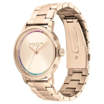 Coach Quartz Analog Rose Gold Dial Stainless Steel Strap Watch for Women