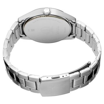 Titan Men's Timeless Charm: Men's Analog Watch with white Dial and Metal Strap