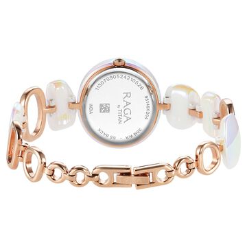 Titan Raga Ceramics Quartz Analog Mother Of Pearl Dial Metal & Ceramic Strap Watch For Women
