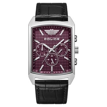 Police Quartz Multifunction Maroon Dial Leather Strap Watch for Men
