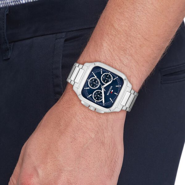 Tommy Hilfiger Quartz Multifunction Blue Dial Silver Stainless Steel Strap Watch For Men - image number 3