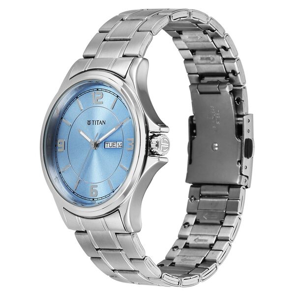 Titan Neo Arabic Analog with Day Date Ice Blue Dial Silver Stainless Steel Strap Watch for Men - image number 4