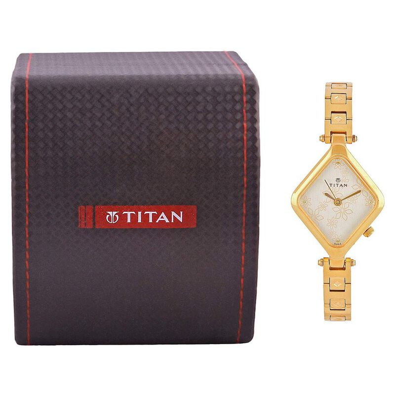Titan Quartz Analog Champagne Dial Stainless Steel Strap Watch for Women - image number 4