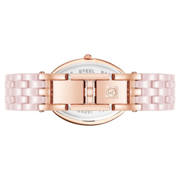 Anne Klein Quartz Analog Pink Dial Pink & Rose Gold Ceramic Strap Oval Shaped Watch For Women - image number 2