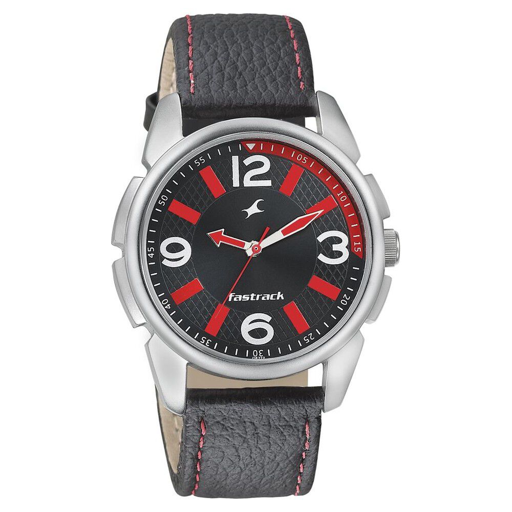 Buy Online Fastrack Quartz Analog Black Dial Leather Strap Watch for Guys ng3124sl04c Titan