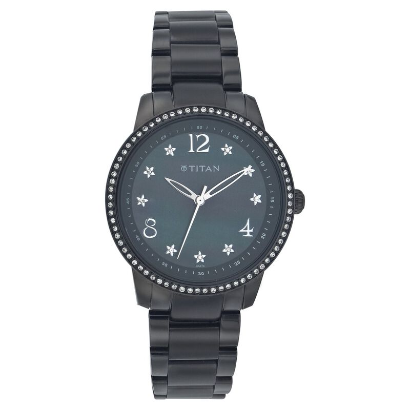 Titan Quartz Analog Black Dial Watch for Women