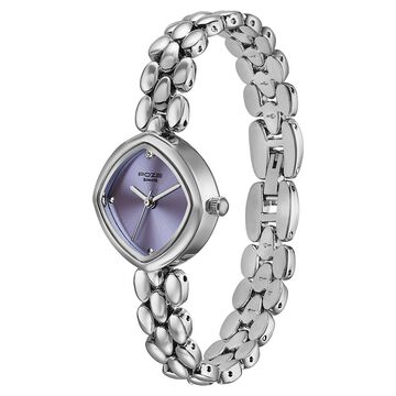 Poze Poze Quartz Analog Purple Dial Silver Metal Strap Watch For Women