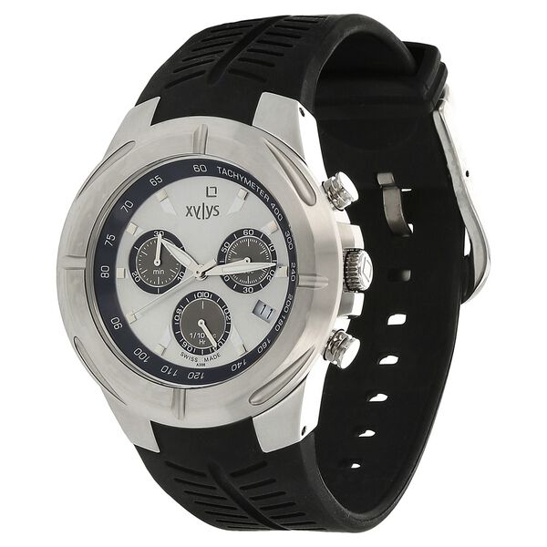 Xylys Swiss Chronograph Black Plastic Strap and Silver Dial Watch For Men - image number 1