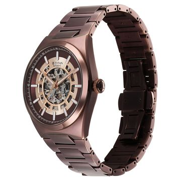Titan Nexus Skeletal Automatic Analog with Brown Dial Brown Stainless Steel Strap Watch for Men