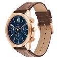 Tommy Hilfiger Blue Dial Brown Colour Leather Strap Watch for Men - image number 1