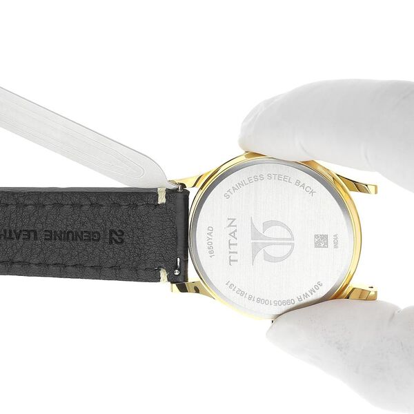 22 mm Black Genuine Leather Straps for Men - image number 6