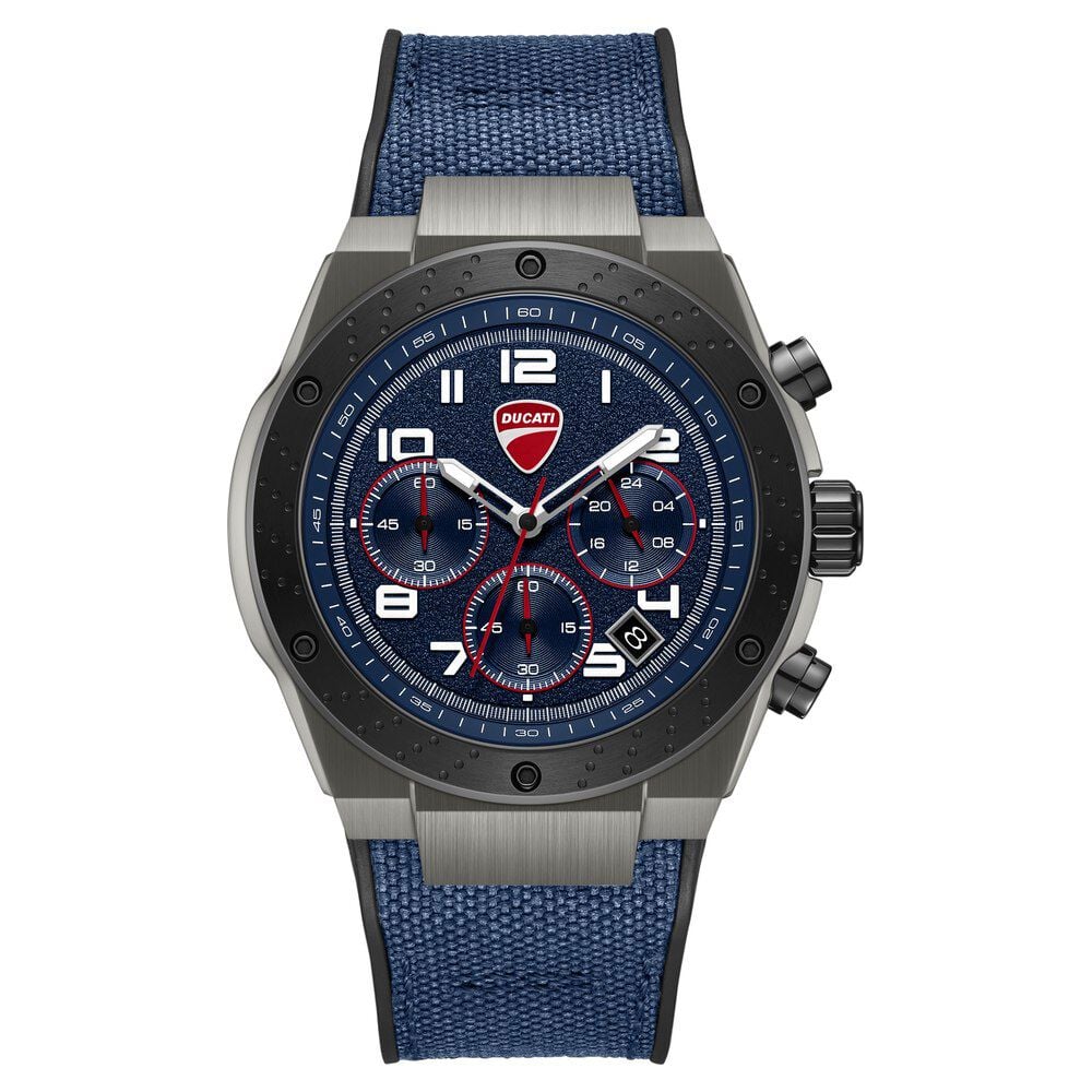 Ducati Quartz Chronograph Blue Dial Black Silicone Strap Watch For Men-picture-29