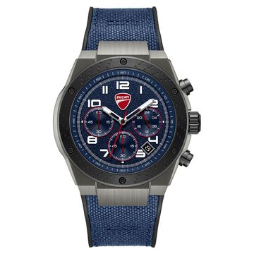 Ducati Quartz Chronograph Blue Dial Black Silicone Strap Watch For Men