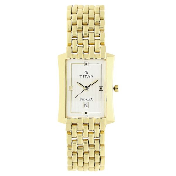 Titan Rectangle White Dial Analog with Date Stainless Steel Strap Watch for Men - image number 0