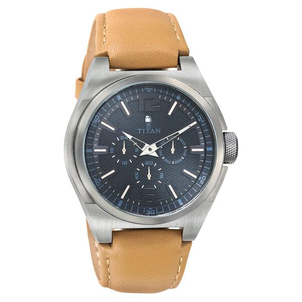 Titan Quartz Analog Black Dial Leather Strap Watch for Men - image number 0