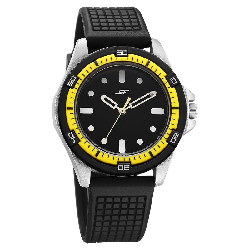 SF Sporty Black Dial Polyurethane Strap Watch for Men