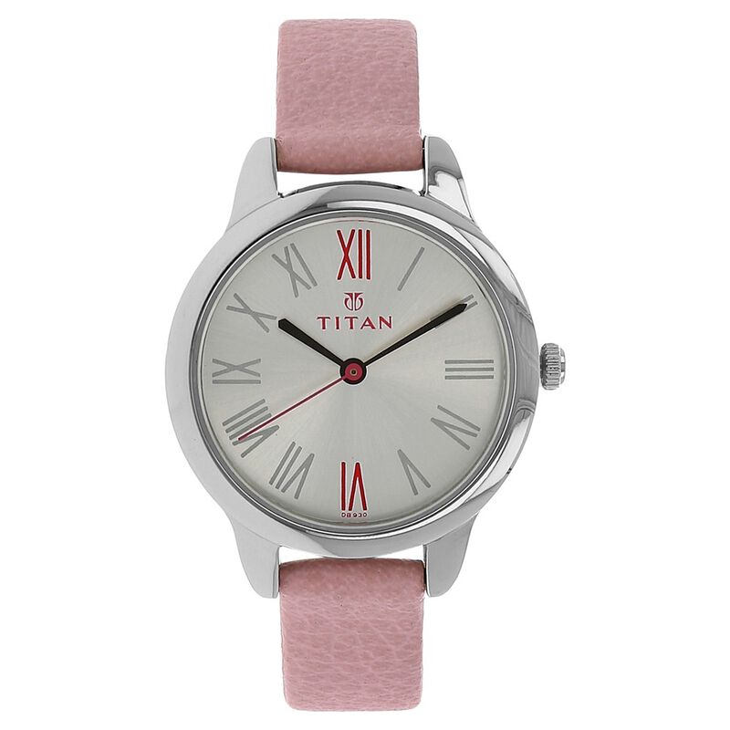 Titan Quartz Analog Silver Dial Leather Strap Watch for Women - image number 0