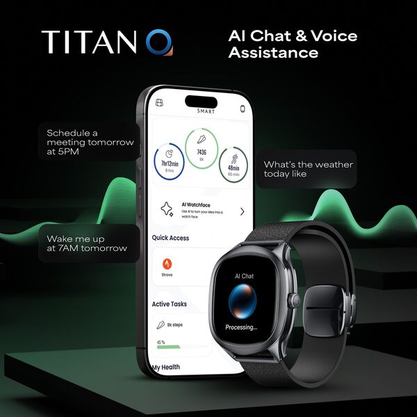 Titan EVOKE S Smartwatch with 1.7" AMOLED Display AI Chat Smart Glance Flush strap Transition Magnetic Precision Buckle - image number 2