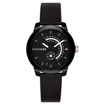 Tommy Hilfiger Quartz Analog with Date Black Dial Leather Strap Watch for Men