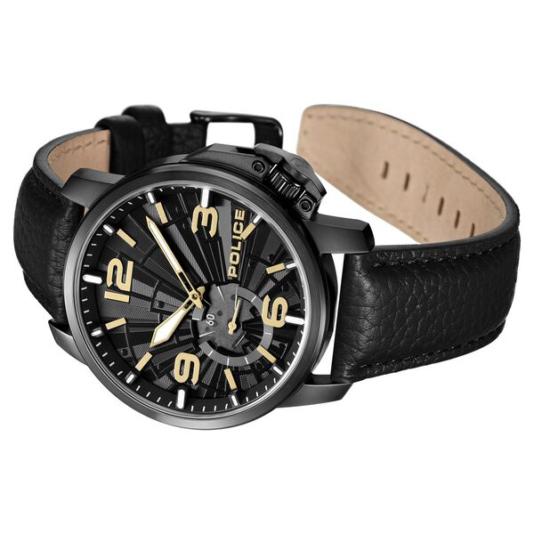 Police Quartz Analog Black Dial Black Leather Strap Watch For Men - image number 2