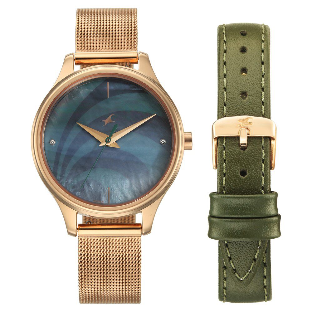 Fastrack 2X Edit Analog with Green MOP Dial Interchangeable Strap Watch for Girls-image-11