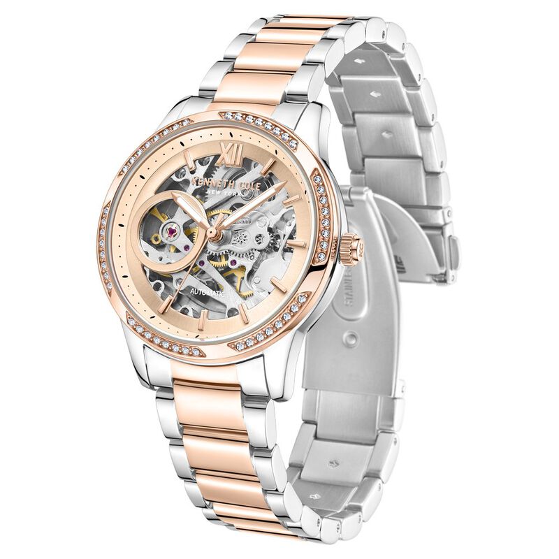 Kenneth Cole Automatic Rose Gold Dial Stainless Steel Strap Watch for Women - image number 3