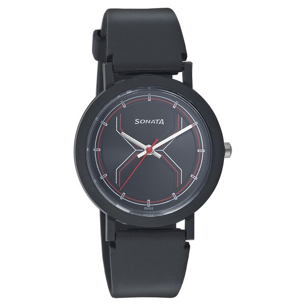 SF Quartz Analog Black Dial Plastic Strap Watch for Men - image number 0
