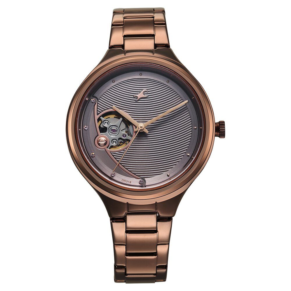 Fastrack Automatic Brown Dial Metal Strap Watch For Girls-image-29
