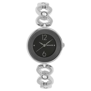 Sonata Quartz Analog Black Dial Metal Strap Watch for Women