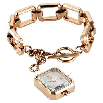 Vyb Siren By Fastrack Quartz Analog White Dial Rose Gold Metal Strap Watch For Girls