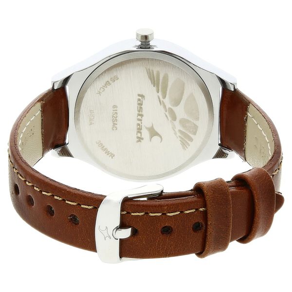 Fastrack Bare Basics Quartz Analog Beige Dial Leather Strap Watch for Girls - image number 3