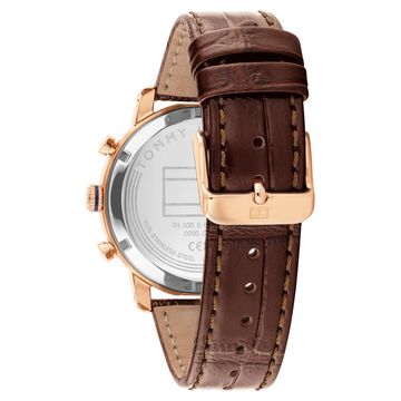Tommy Hilfiger Quartz Multifunction Blue Dial Brown Leather Strap Watch For Men