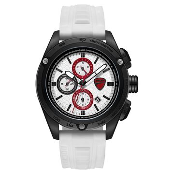 Ducati Quartz Chronograph White Dial White Silicone Strap Watch For Men