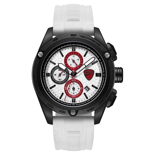 Ducati Quartz Chronograph White Dial White Silicone Strap Watch For Men - image number 0
