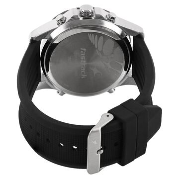 Fastrack Quartz Analog Digital Black Dial Silicone Strap Watch for Guys
