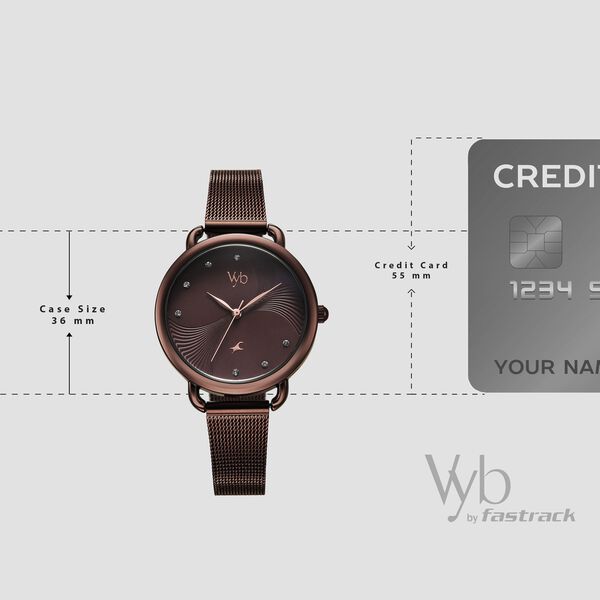Vyb Classiqu� By Fastrack Quartz Analog Brown Dial Brown Stainless Steel Strap Watch For Girls - image number 3
