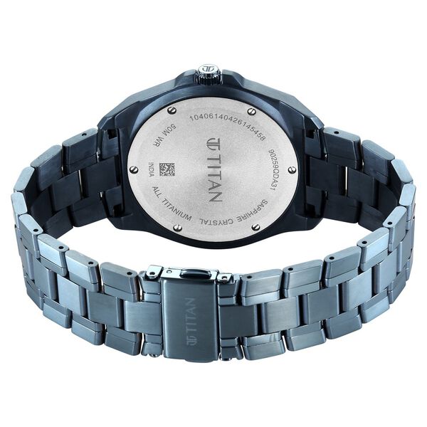 Titan Classique Titanium Sapphire  Multifunction Blue Dial Blue Titanium Strap Watch For Men - image number 5