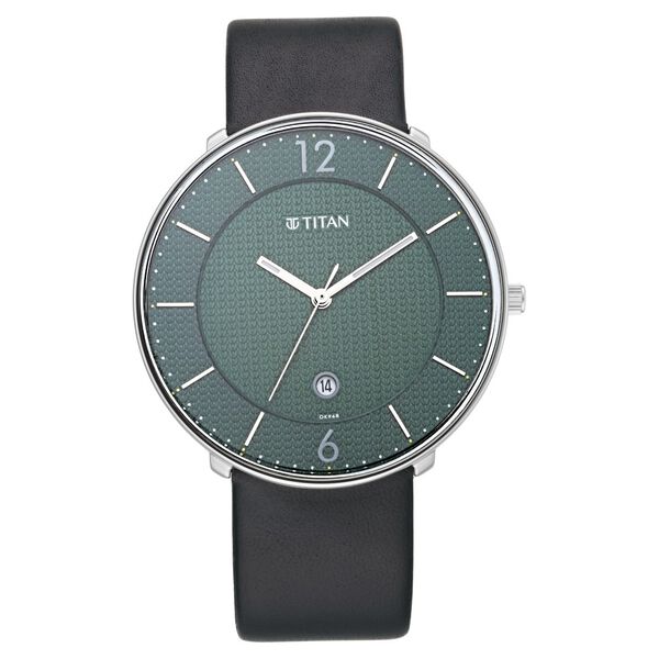 Titan Minimals Green Dial Analog with Date Leather Strap watch for Men - image number 1