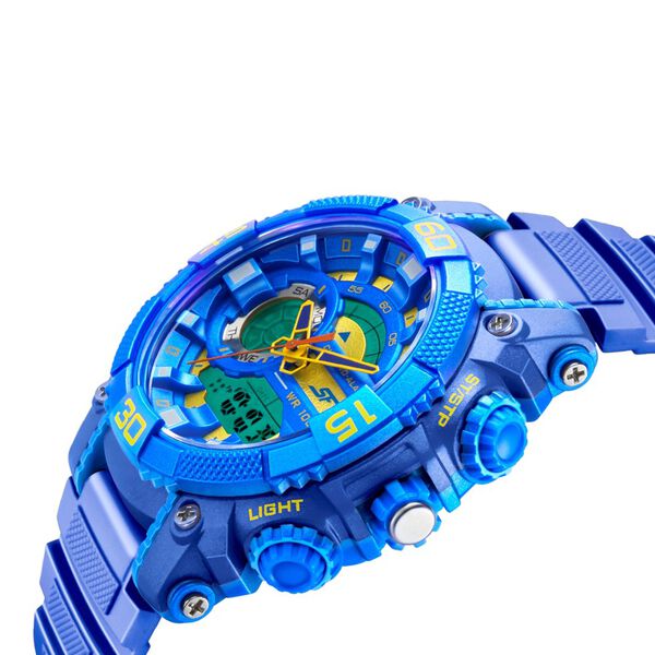 SF Quartz Analog Digital Blue Dial TPU Strap Watch for Men - image number 2