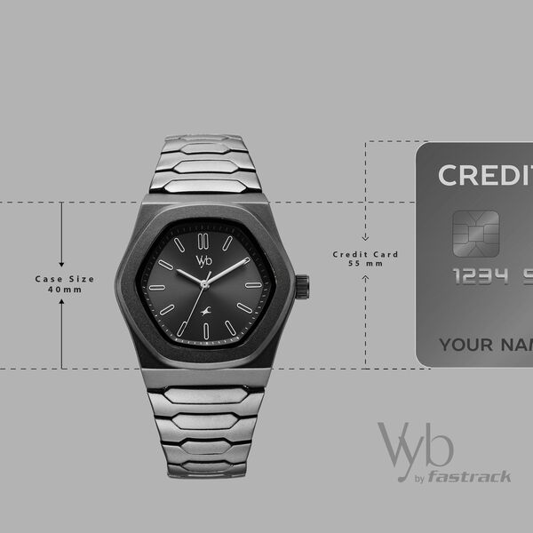 Vyb Limitless By Fastrack Quartz Analog Grey Dial Grey Metal Strap Watch For Guys - image number 3