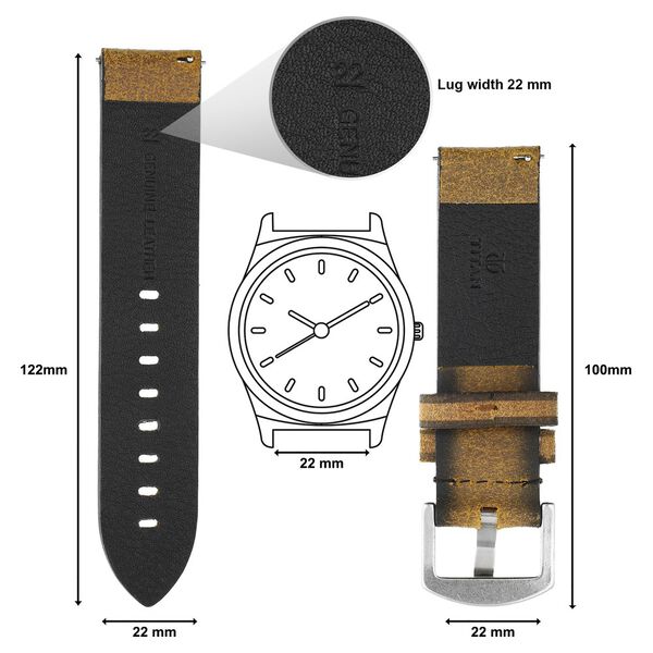 22 mm Tan Genuine Leather Straps for Men - image number 1