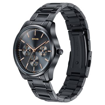 Sonata Men's Work Wear black Watch - Premium Multifunction design for everyday style