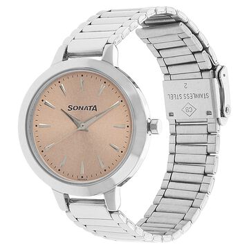 Sonata Elite Rose Gold Dial Women Watch With Stainless Steel Strap